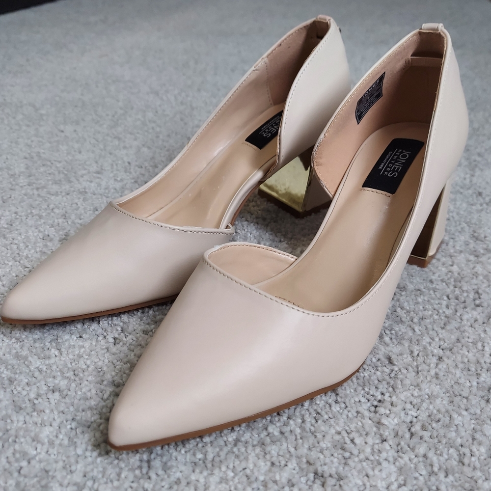 Jones New York beige Candor D'orsay block heel, size 7.5